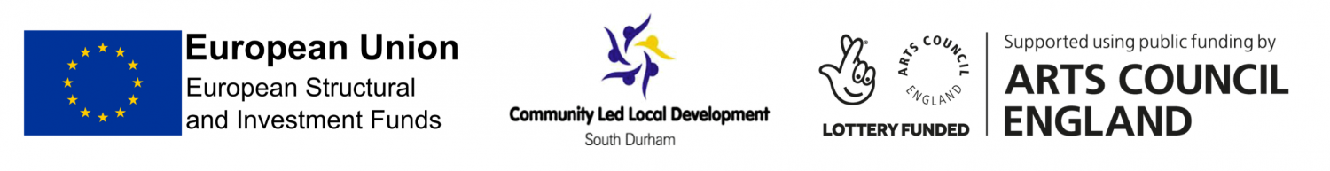 Logos for European Structural and Investment Funds, Community Led Local Development South Durham and Arts Council England